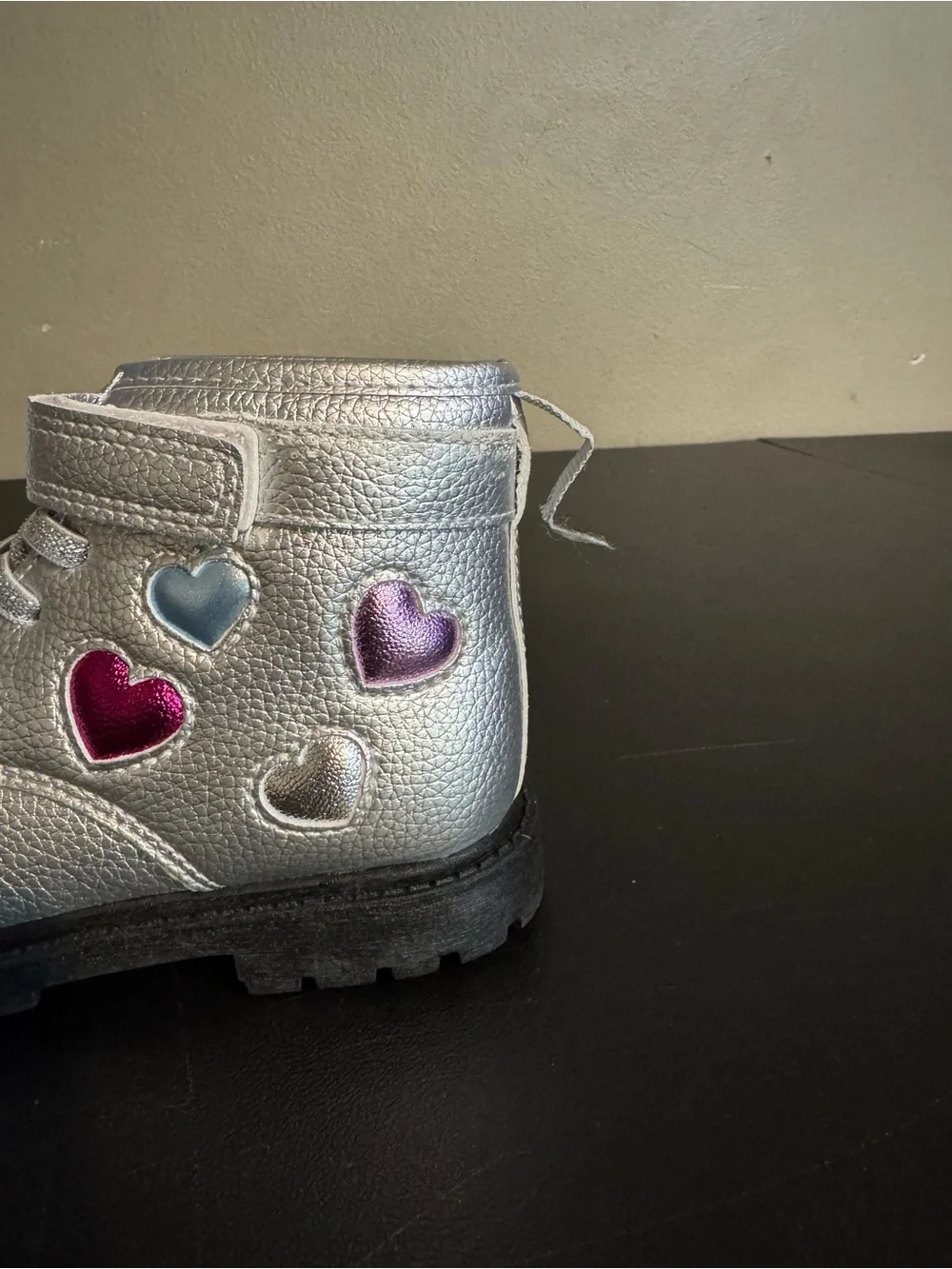 Carter’s, Sliver Faux Fur Leather & Heart, Children’s Size 9, Girl’s Ankle Boots